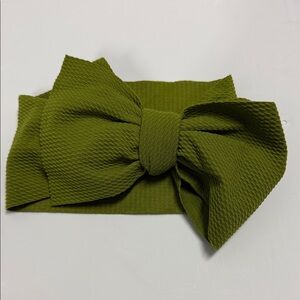 Olive Green Textured Bow Headband